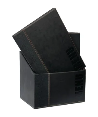 Porte-menus contemporains A4 noirs avec boîte de rangement (lot de 20)