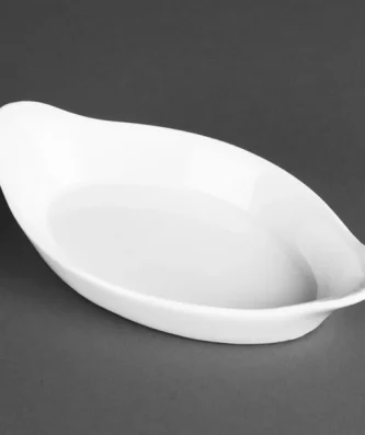 Plats ovales à oreilles blancs 204 x 115mm Olympia (Lot de 6)