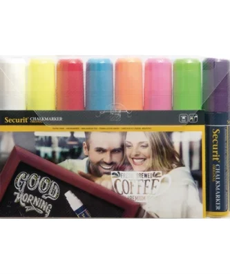 Lot de 8 marqueurs craie Securit Illumigraph 15mm