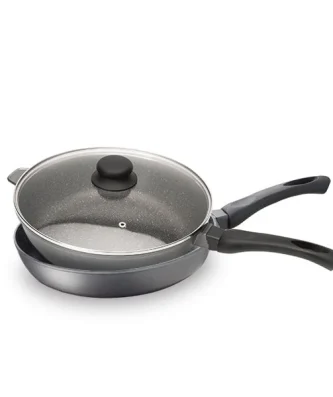 Lot 1 Poêle + 1 Sauteuse avec couvercle et revêtement Dur comme la pierre 28 cm Mathon