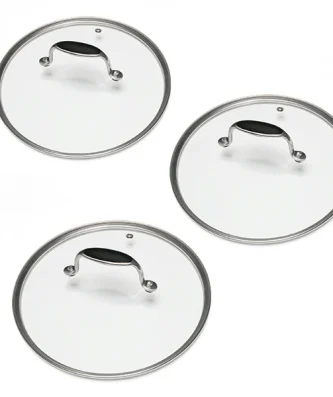 Lot 3 Couvercles en verre Excell'Inox 16, 18 et 20 cm Mathon