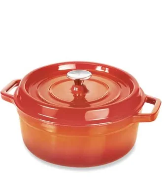 Cocotte en fonte ronde 28 cm 5,6 L coloris orange Mathon