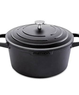 Cocotte légère ronde en fonte d'aluminium 24 cm 4,5 L coloris noir Mathon