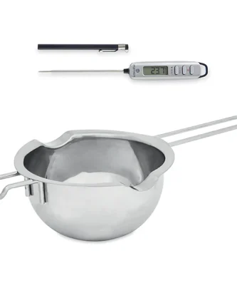 Lot bol bain-marie inox 750 ml et thermomètre digital de cuisine à sonde Mathon