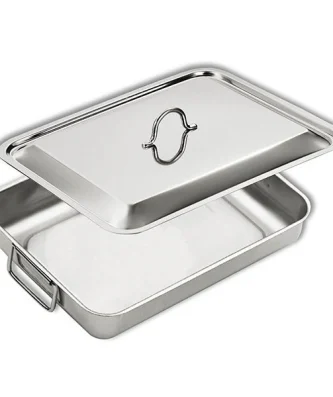Plat à four en inox avec couvercle 35 x 27 cm Inoxriv