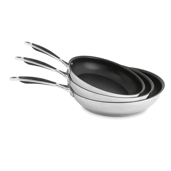 Lot de 3 poêles antiadhésives Excell'Inox 20, 24 et 28 cm Mathon