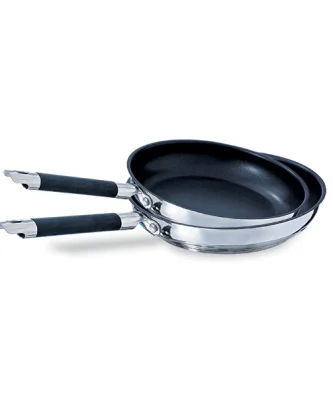 Lot 2 poêles antiadhésives Rapid Cook inox 20 et 24 cm Mathon