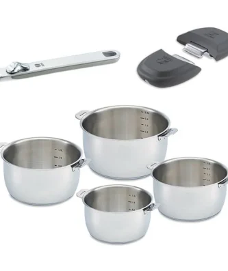 Lot 4 casseroles Select avec une poignée et 2 anses gris Beka