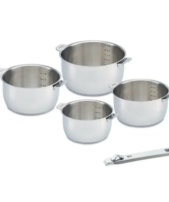 Lot de 4 casseroles Select et poignée amovible grise Beka