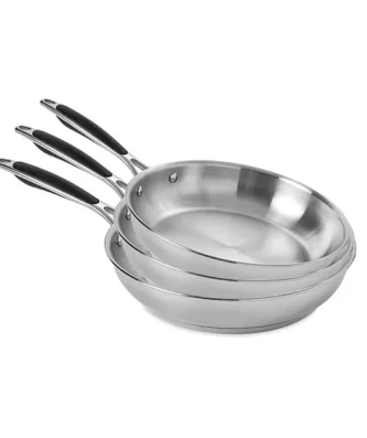 Lot de 3 poêles tout inox 20, 24 et 28 cm Excell'Inox Mathon