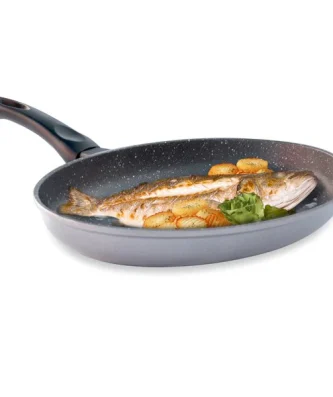 Poêle à poisson ovale revêtement Dur comme la pierre 34 cm Mathon