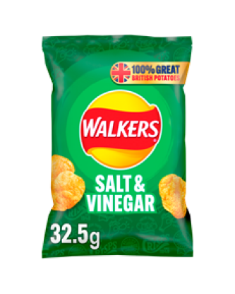WALKERS SALT & VINEGAR 32.5g Bags (32 PACK)