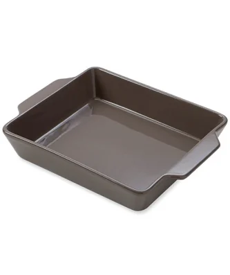 Plat à four rectangulaire en céramique taupe 19,5 x 22,5 cm Mathon