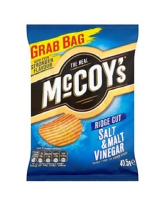 MCCOYS SALT & MALT VINEGAR RIDGE CUT CRISPS 45g (36 PACK)