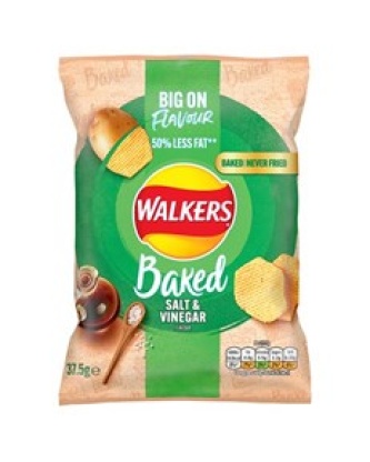 Walkers Baked Salt & Vinegar 37.5g (32 Pack)