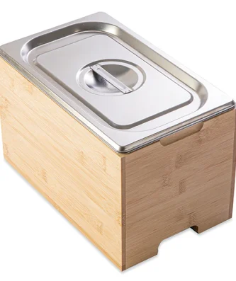 Bac gastro avec couvercle en inox et support bambou Mathon