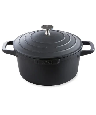 Cocotte légère ronde en fonte d'aluminium 20 cm 2,6 L coloris noir Mathon