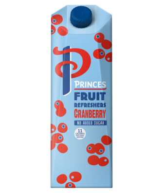 PRINCES CRANBERRY JUICE NO ADDED SUGAR 1 Litre (8 Pack)