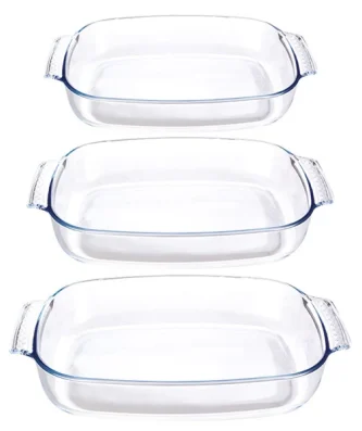 Set de 3 plats à four rectangulaires en verre borosilicate Mathon