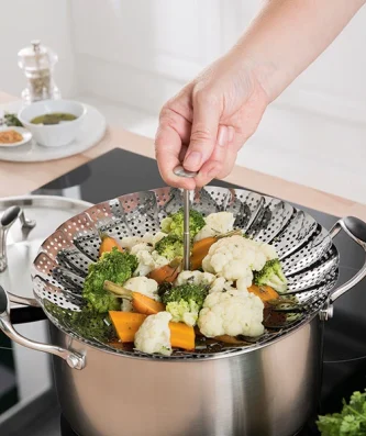 Panier vapeur inox marguerite pliable 28 cm Mathon