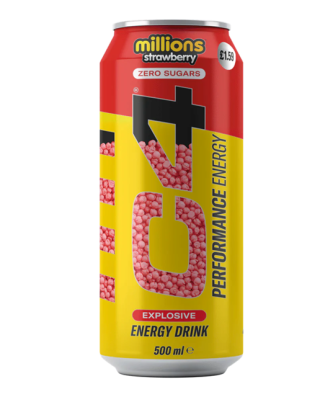 C4 Energy Drink Millions Strawberry 500ml £1.59 12 Pack