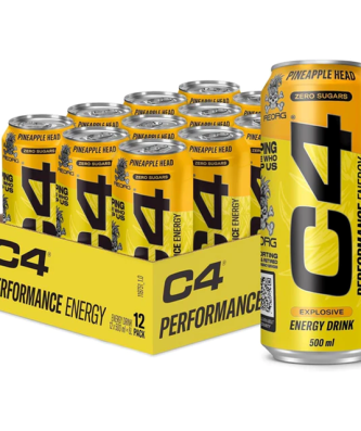 C4 Energy Drink Pineapple Head Reorg 500ml 12 Pack 29 March dated