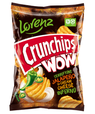 Lorenz Crunchips WOW Jalapeno & Cream Cheese Inferno 80g (12 Pack)