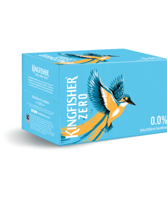 Kingfisher Beer Zero 0% ABV 330ml Glass Bottles 24 Pack