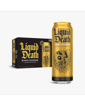 Liquid Death Mango Chainsaw Flavoured Sparkling Water 500ml (12 Pack)