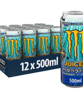 Monster Energy Drink Plain Pack Aussie Style Lemonade 500ml (12 Pack)