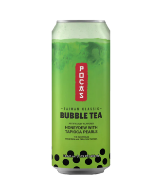 Pocas Bubble Tea Honeydew Flavour with Tapioca Pearls 490ml 24 Pack
