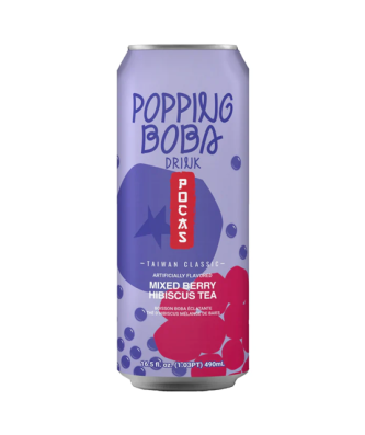 Pocas Popping Boba Mixed Berry Hibiscus Tea 490ml 24 Pack