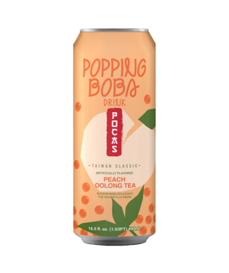 Pocas Popping Boba Peach Oolong Tea 490ml 24 Pack