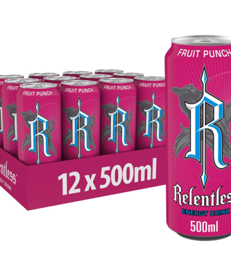 Relentless Energy Drink Fruit Punch 500ml 12 Pack £1