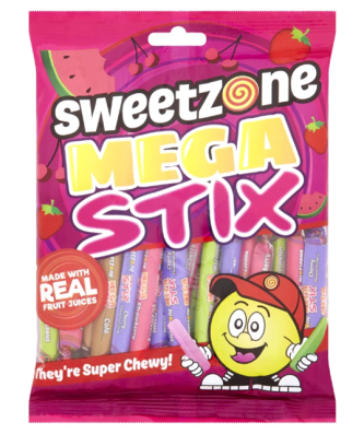Sweetzone Mega Stix Bags 200g 12 Pack