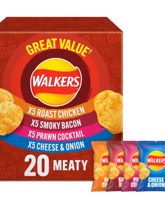 Walkers Crisps Meaty Variety Pack 25g 20 Pack