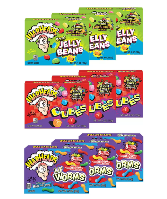 Warheads Mixed Pack 3 Lil' Worms 99g 3 Jelly Beans 113g 3 Cubes 113g 975g
