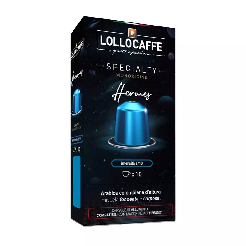 10 Hermes Aluminium Coffee Capsules Lollo Box Specialty Compatible Nespresso®