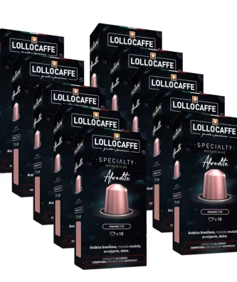100 Afrodite Aluminium Coffee Capsules Lollo Box Specialty Compatible Nespresso®
