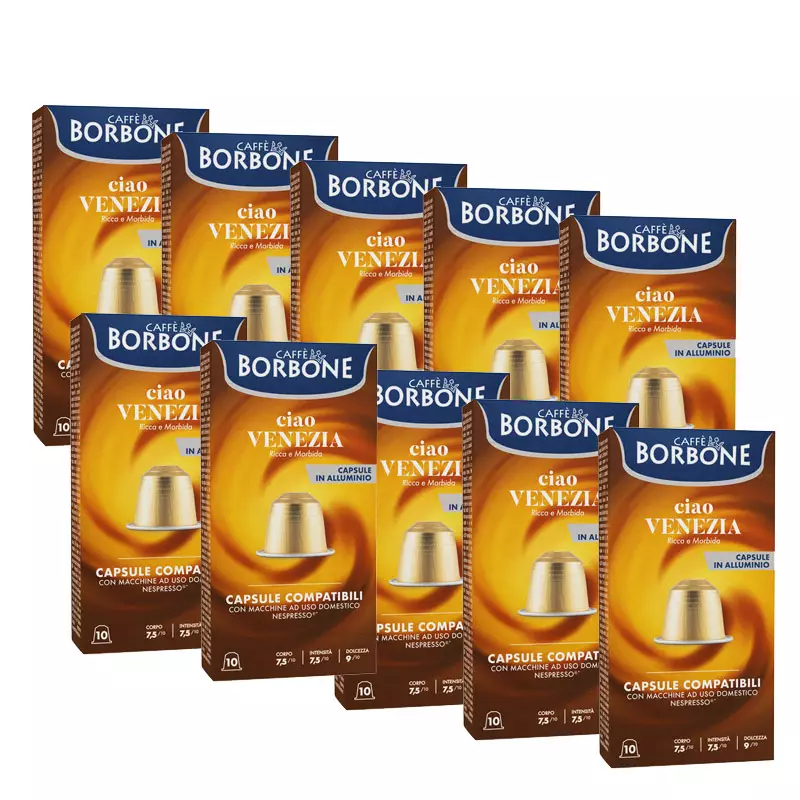 100 Ciao Venezia Aluminium Coffee Capsules Borbone Compatible Nespresso®