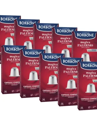 100 Magica Palermo Aluminium Coffee Capsules Borbone Compatible Nespresso®