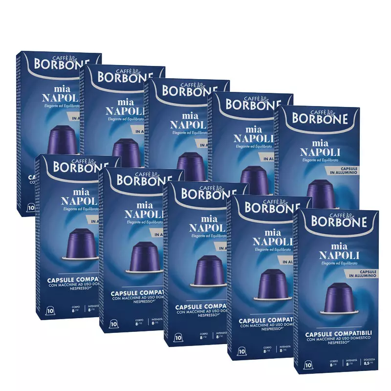 100 Mia Napoli Aluminium Coffee Capsules Borbone Compatible Nespresso®