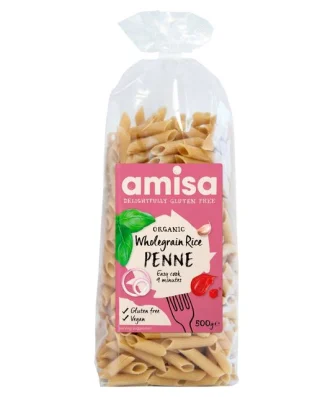 Amisa Organic Gluten Free Rice Penne Wholegrain 500g