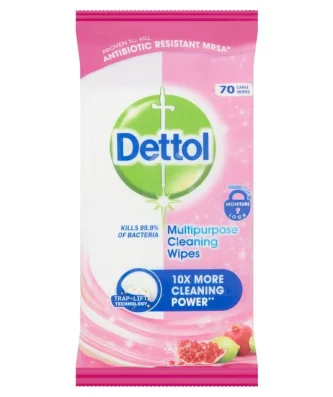 Dettol Power & Fresh Pomegranate Wipes 70 per pack