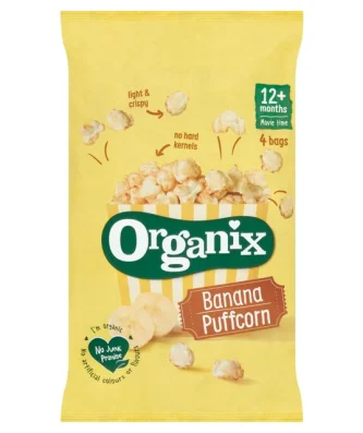 Organix Banana Organic Puffcorn 12 mths+ Multipack 4 x 10g
