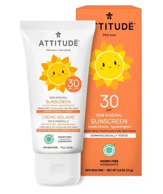 Attitude SPF 30 Little Ones 100% Mineral Sunscreen Vanilla Blossom 64ml