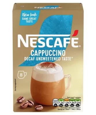 Nescafe Cappuccino Decaf Unsweet Instant Coffee 8 per pack