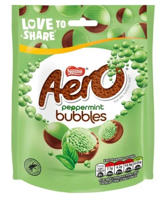 Aero Bubbles Peppermint Mint Chocolate Sharing Bag 92g