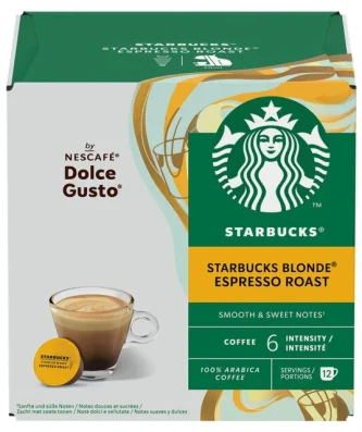 Starbucks Blonde Espresso Roast Coffee Pods by Nescafe Dolce Gusto 12 per pack