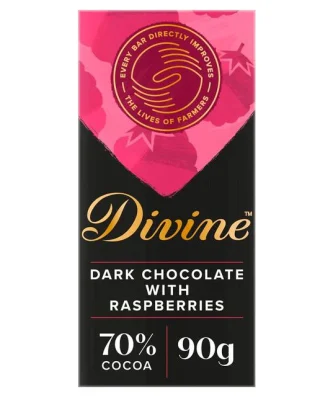 Divine 70% Dark Chocolate with Raspberry 90g